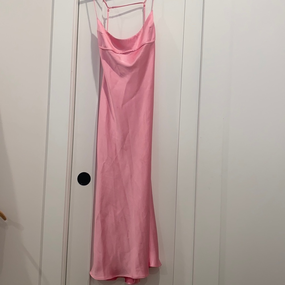 Pink Zara midi dress.